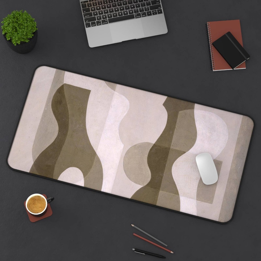 Abstract Desk Pad: Gaming, Dining, Office, Makeup - Monochrome Design